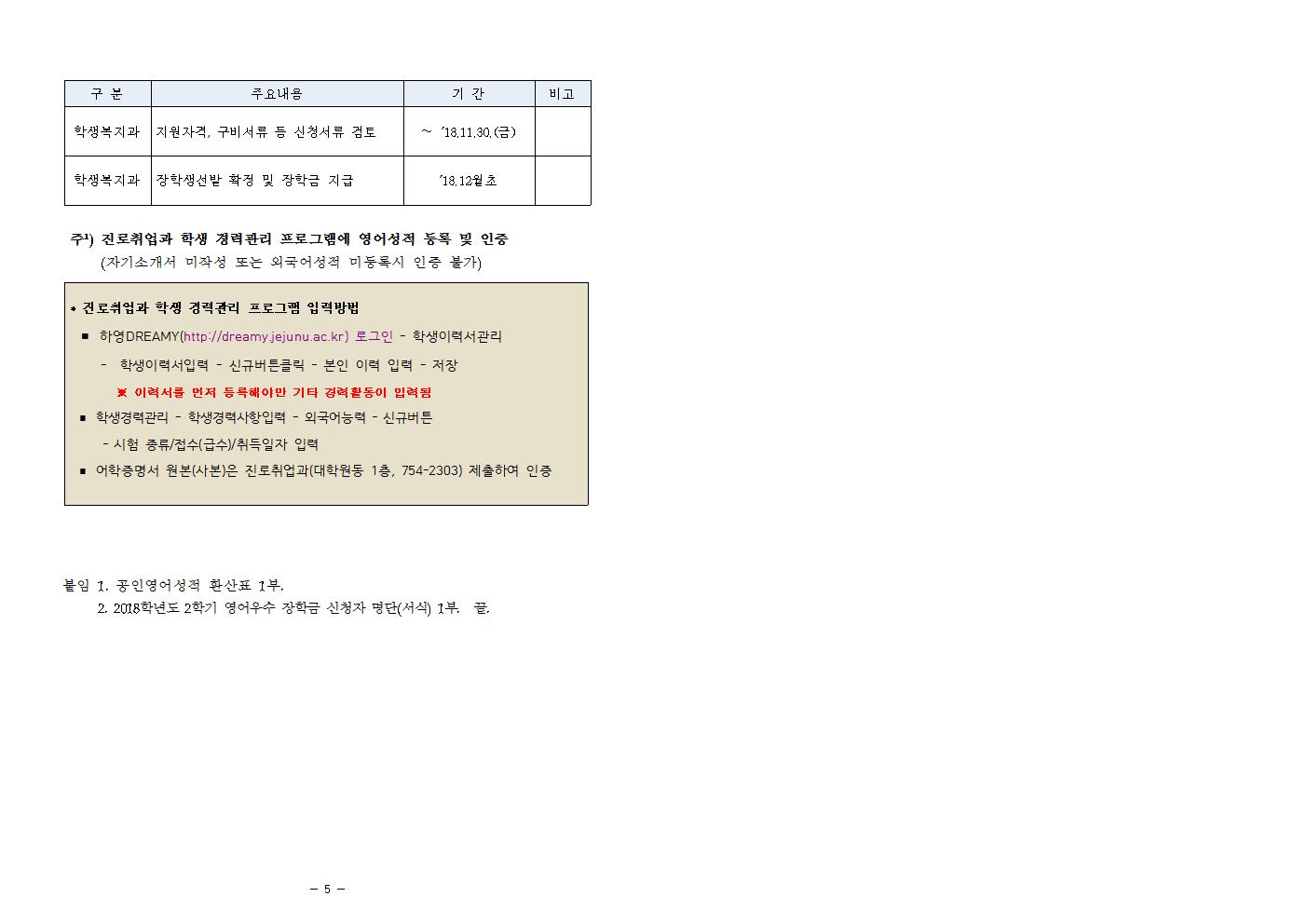 (장학)2018.2학기영어우수 장학생 선발계획